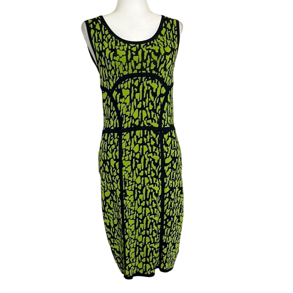 Carmen by Carmen Marc Valvo Women Green Bodycon Knit Dress sz M Cut Out Cocktail